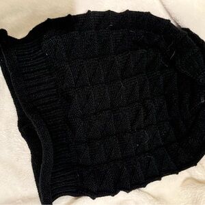 Black Knit Women's Hat - Cable Pattern Cozy Beanie